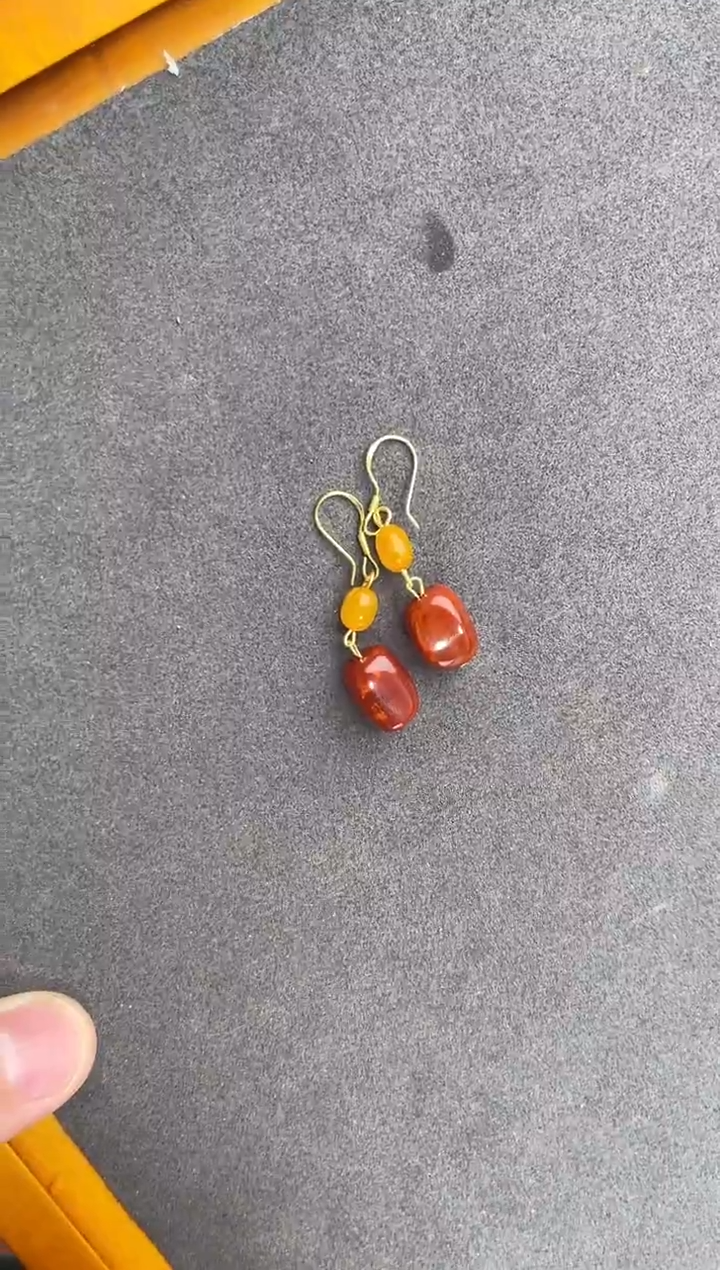 未镶嵌南红玛瑙耳饰南红随型耳饰QF-D44