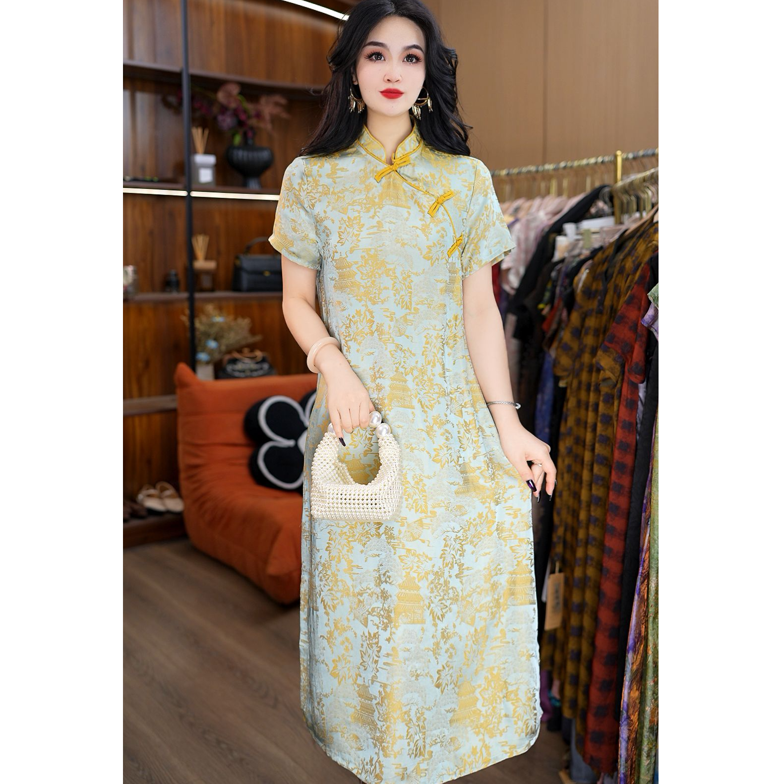 1192-22新款舒适时尚印花连衣裙