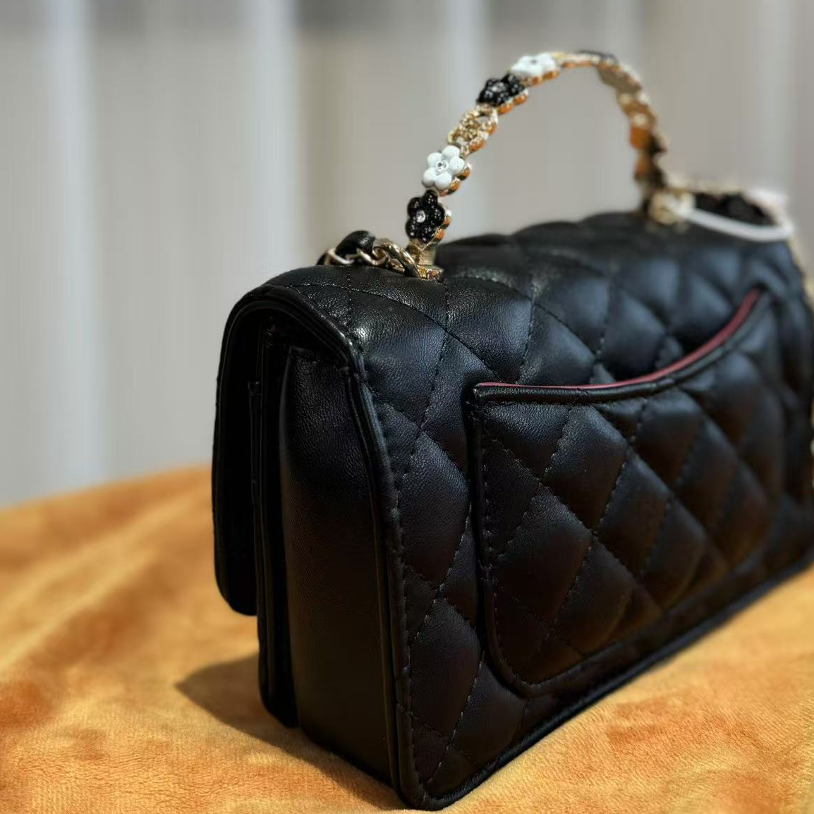 HIRMRIS手工真皮包550702-黑  花钻香