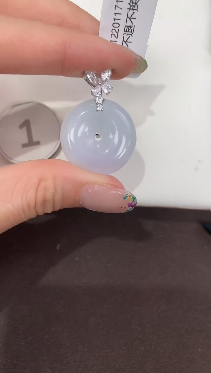 颈饰银S925镶嵌翡翠天然缅甸A货翡翠