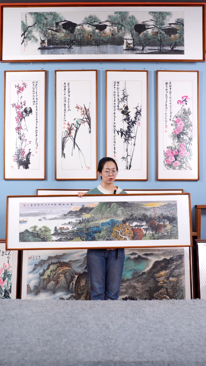 【闪购商品】国画张现军《前程似锦》手绘带框162*47