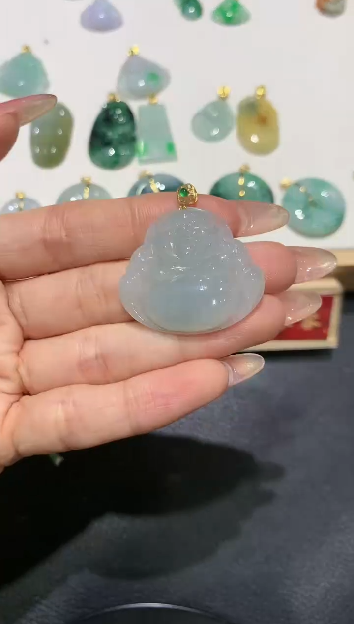 【闪购商品】翡翠吊坠(不含链)18K金镶嵌团购8