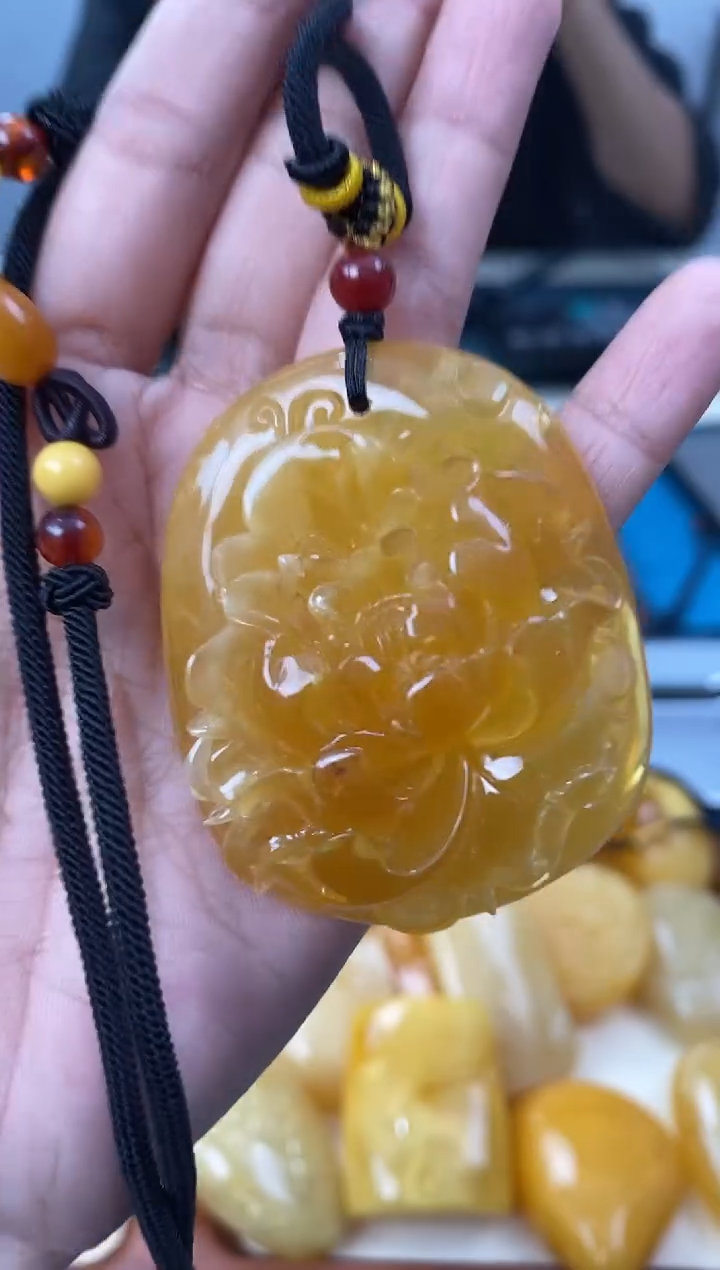 【闪购商品】琥珀裸石未镶嵌天然琥珀蜜蜡牡丹花
