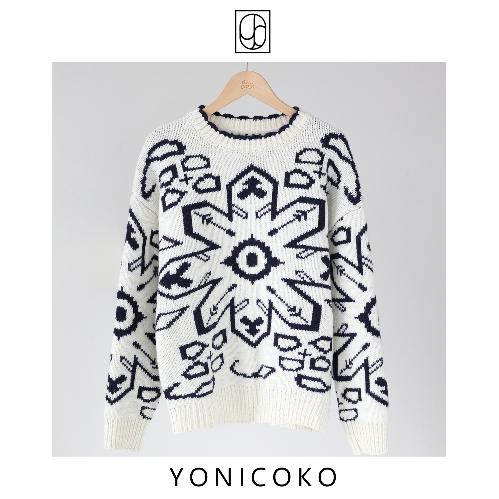 【洛杉矶】羊毛提花针织套头毛衣秋冬女款新款时尚宽松厚针织衫