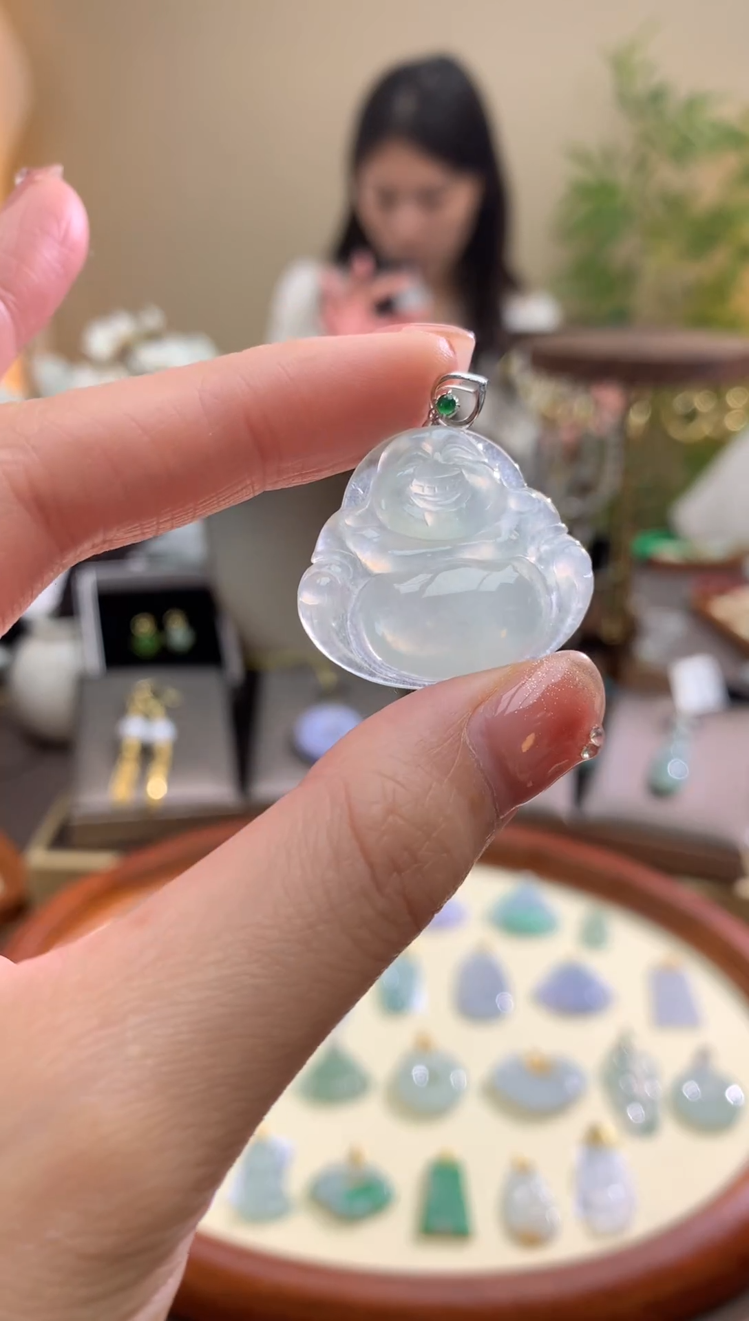 【闪购商品】翡翠颈饰18K金镶嵌佛公