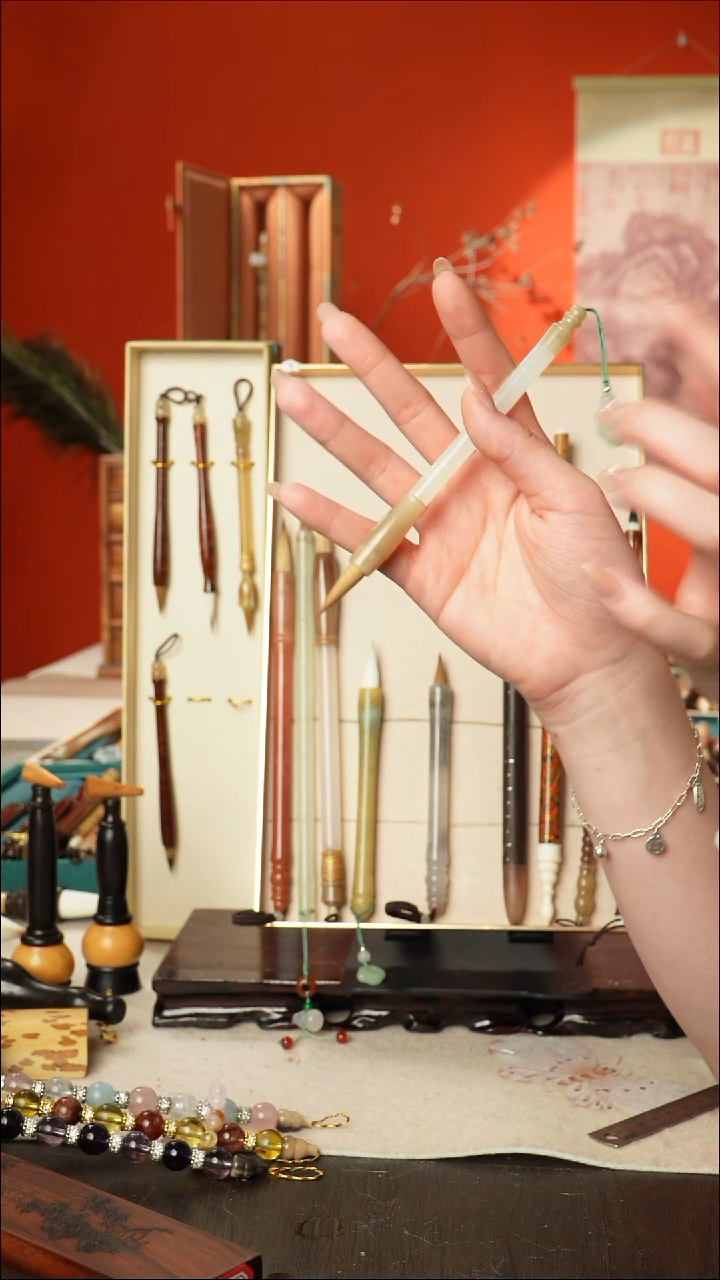 214号闪孤品高货毛笔链接 清水试笔 蘸墨不退