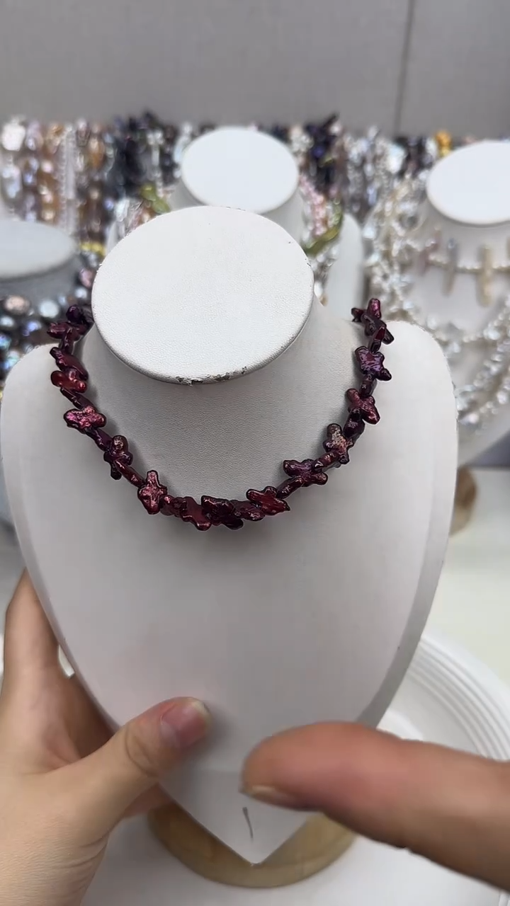 颈饰银S925镀金镶嵌淡水珍珠1