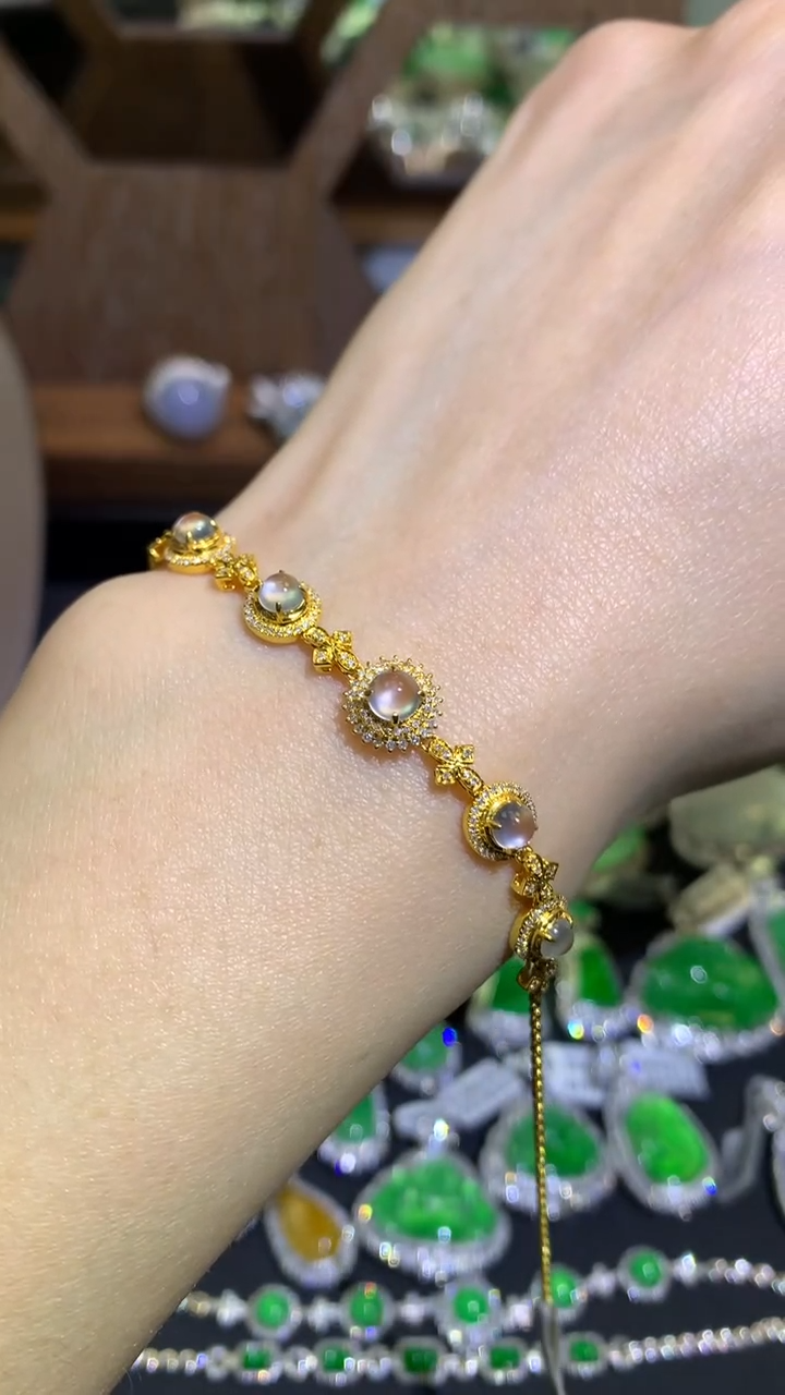 【闪购商品】翡翠吊坠(不含链)18K金镶嵌手链