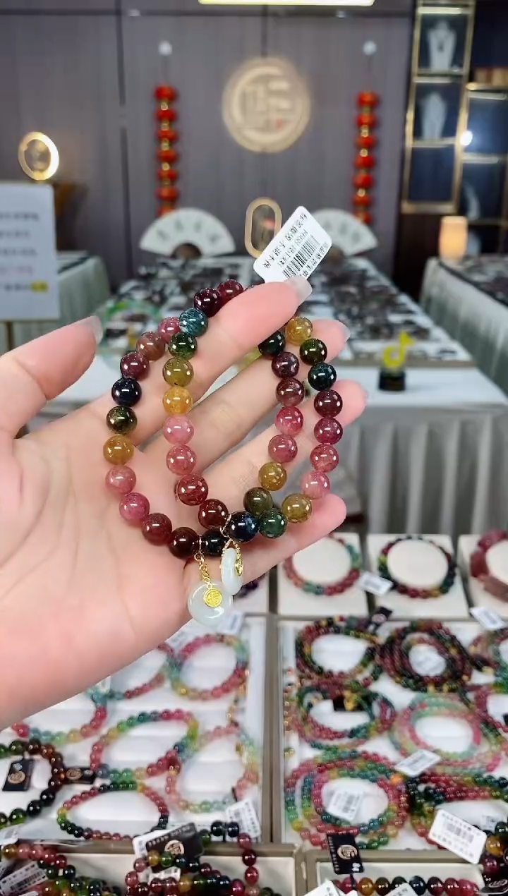 老矿碧玺单圈手串8mm+未镶嵌碧玺hon多样性发一条
