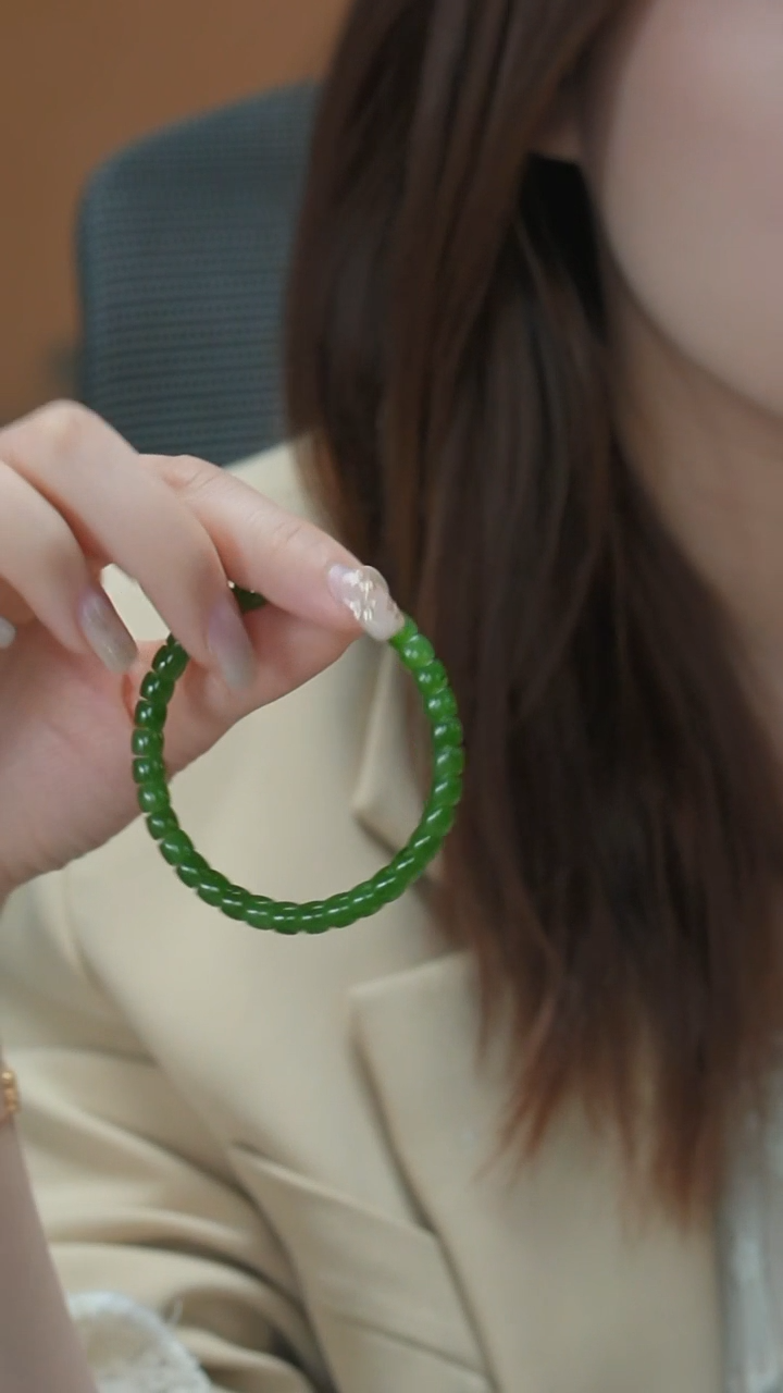 【闪购商品】和田玉颈饰未镶嵌碧玉直切极度弧（卡6mm）