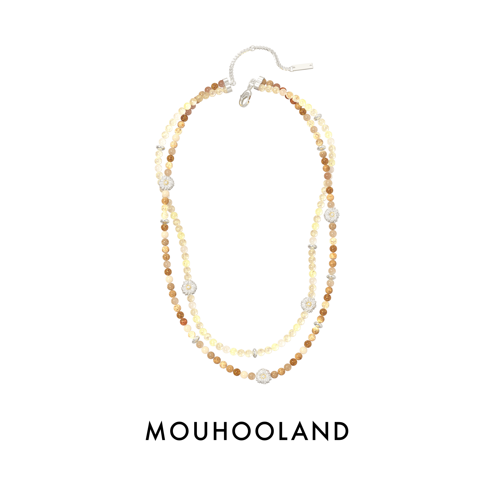 Mouhooland/暮后之地 铜合金锆石项链 雏菊串珠双层项链