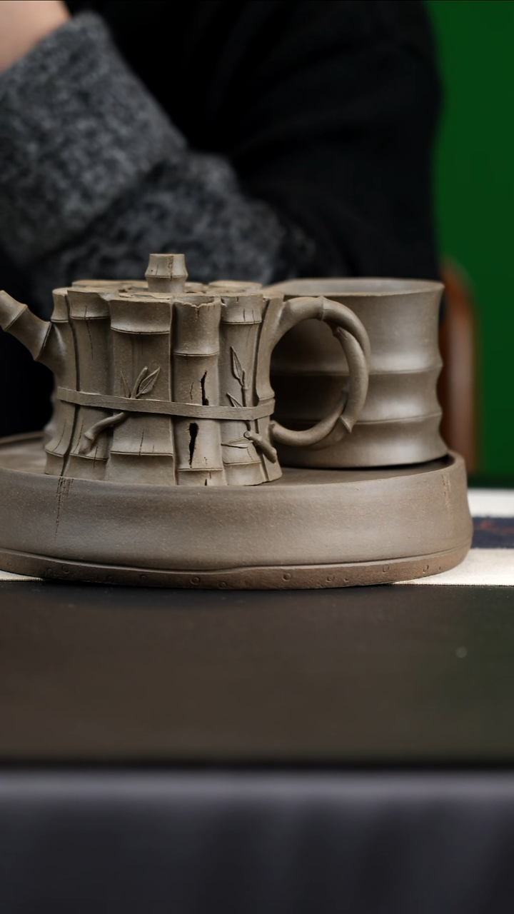 茶壶紫砂高温青段四头套组，200cc