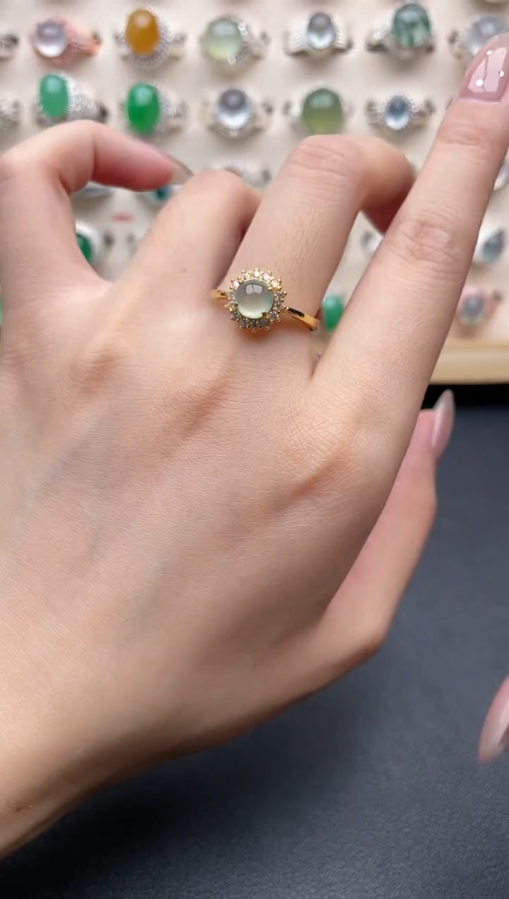 【闪购商品】翡翠戒指银S925镶嵌一物一证一礼盒