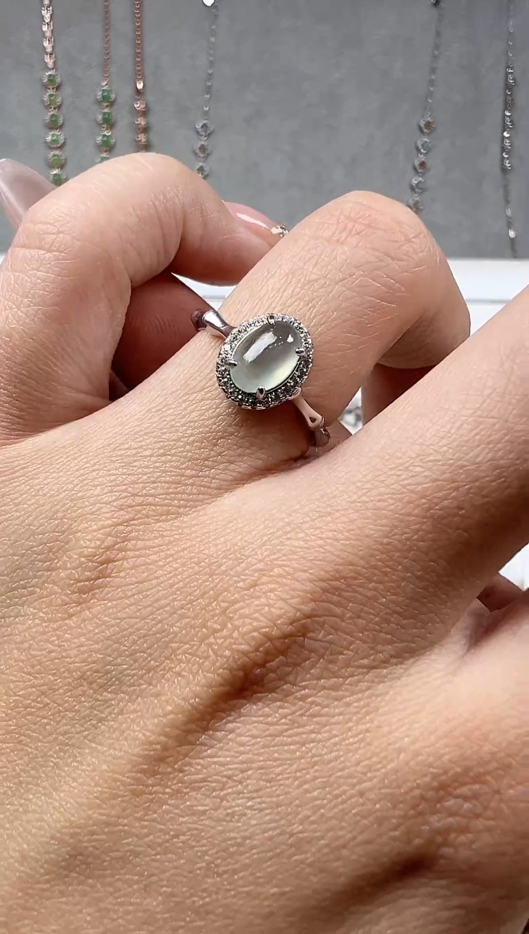 【闪购商品】翡翠戒指银S925镶嵌缅料a货翡翠戒指s925镶嵌