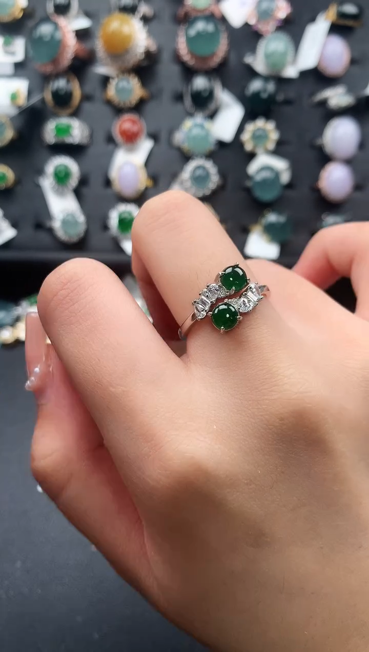 【闪购商品】翡翠戒指银S925镶嵌52141