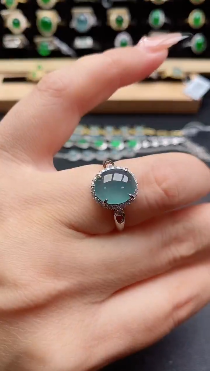 银S925镶嵌戒指翡翠1