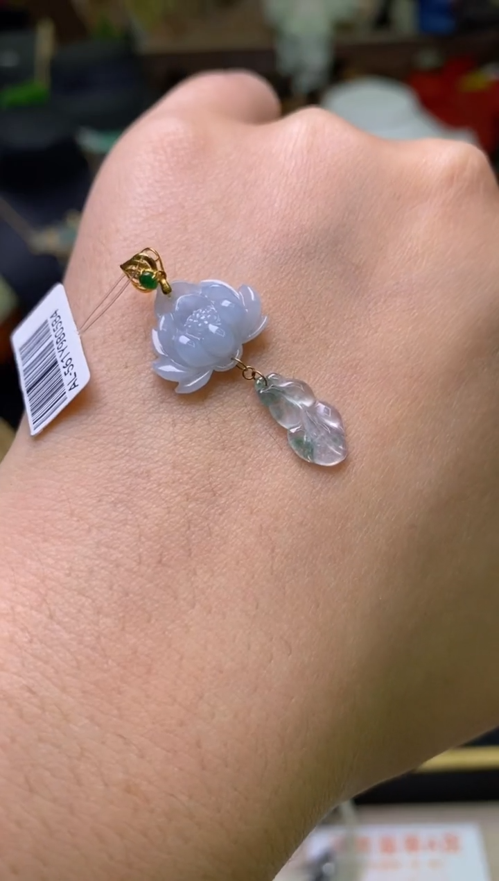 【闪购商品】翡翠颈饰18K金镶嵌净货18078