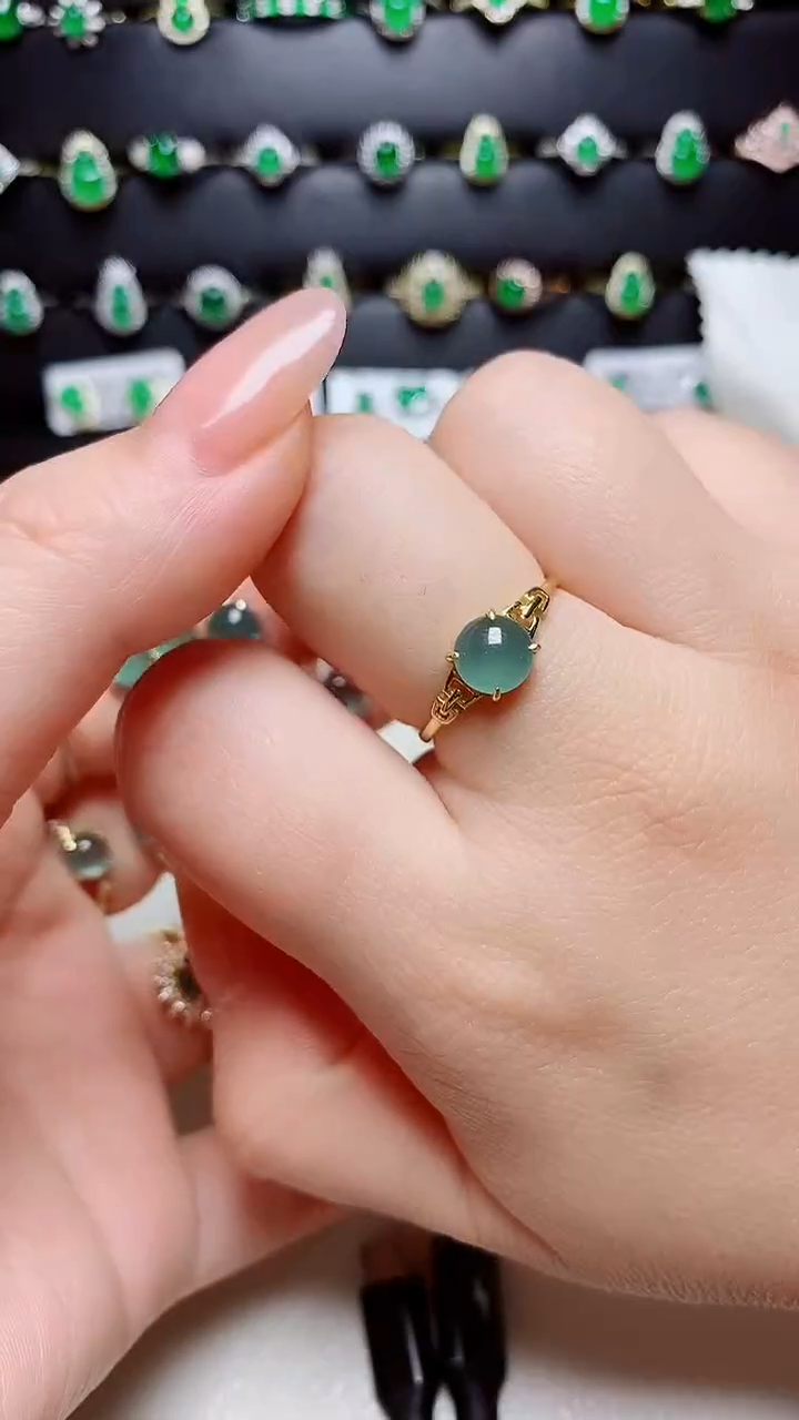 翡翠戒指银S925镶嵌天然翡翠s925银镶嵌