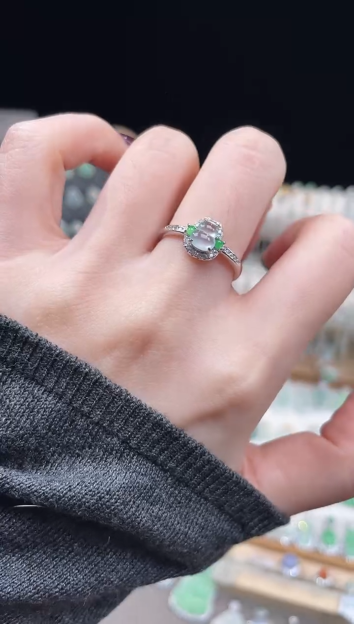 银S925镶嵌戒指翡翠1