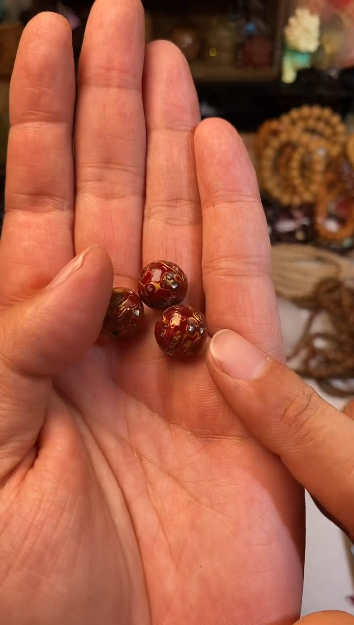 非洲檀香手串/手链卡12+大漆单珠