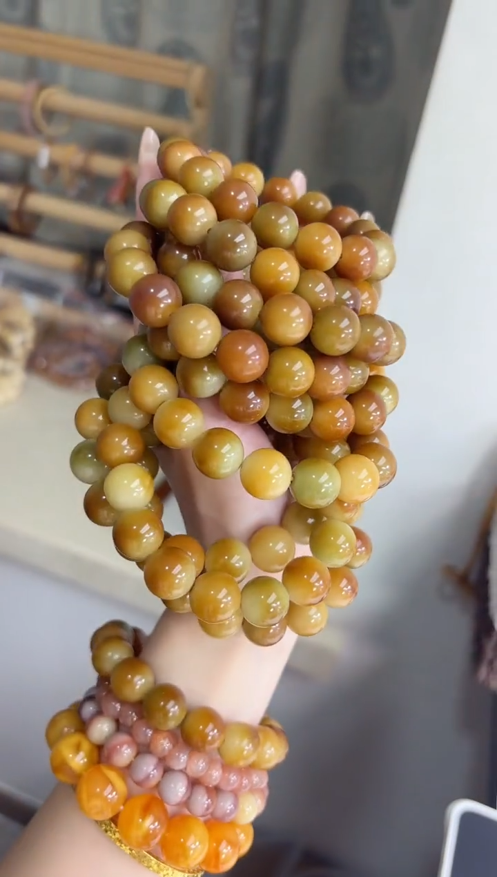 手串菩提根/象牙果沐d09糖炒栗子玉化圆珠13mm手串随机
