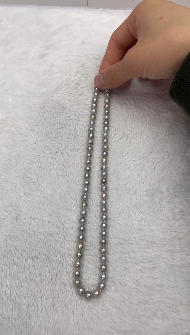 【闪购商品】海水珍珠项链银S925镶嵌AK真多麻6.5-7mm（多样性发一）