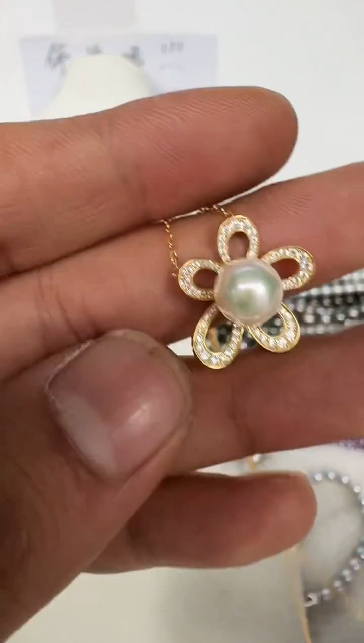 颈饰银S925镶嵌海水珍珠套链