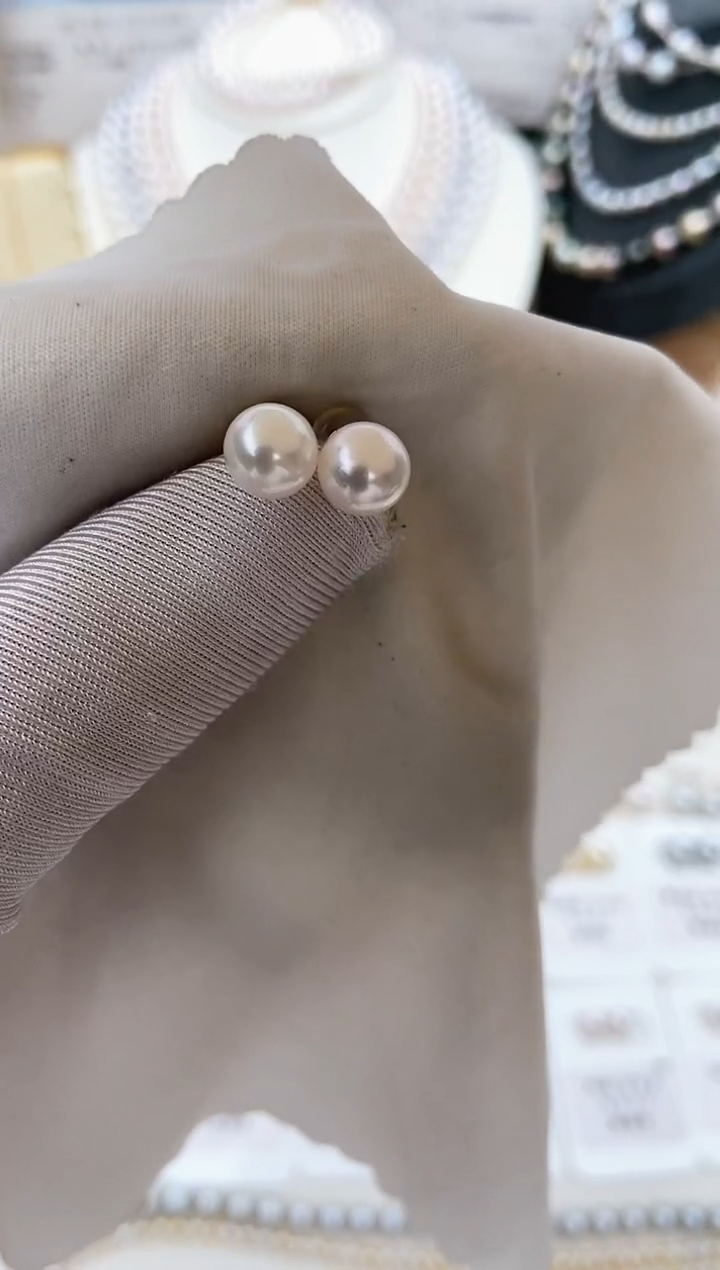 【闪购商品】海水珍珠耳饰18K金镶嵌特选福利6-7mm不退不换