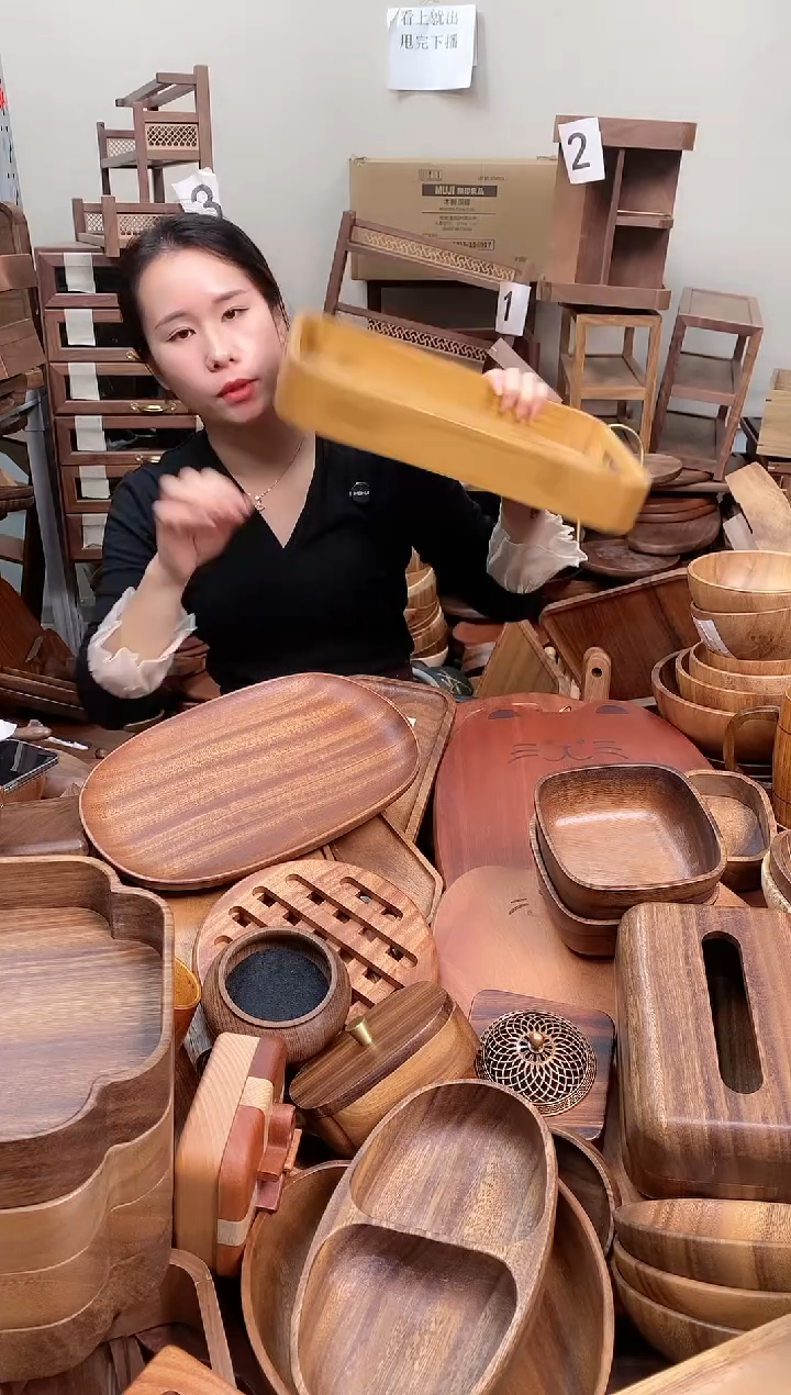 木 柚木圆角托盘36*26*5cm 