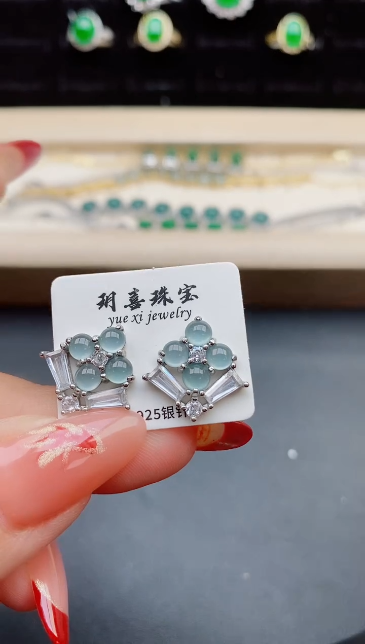 【闪购商品】翡翠耳饰银S925镶嵌321321