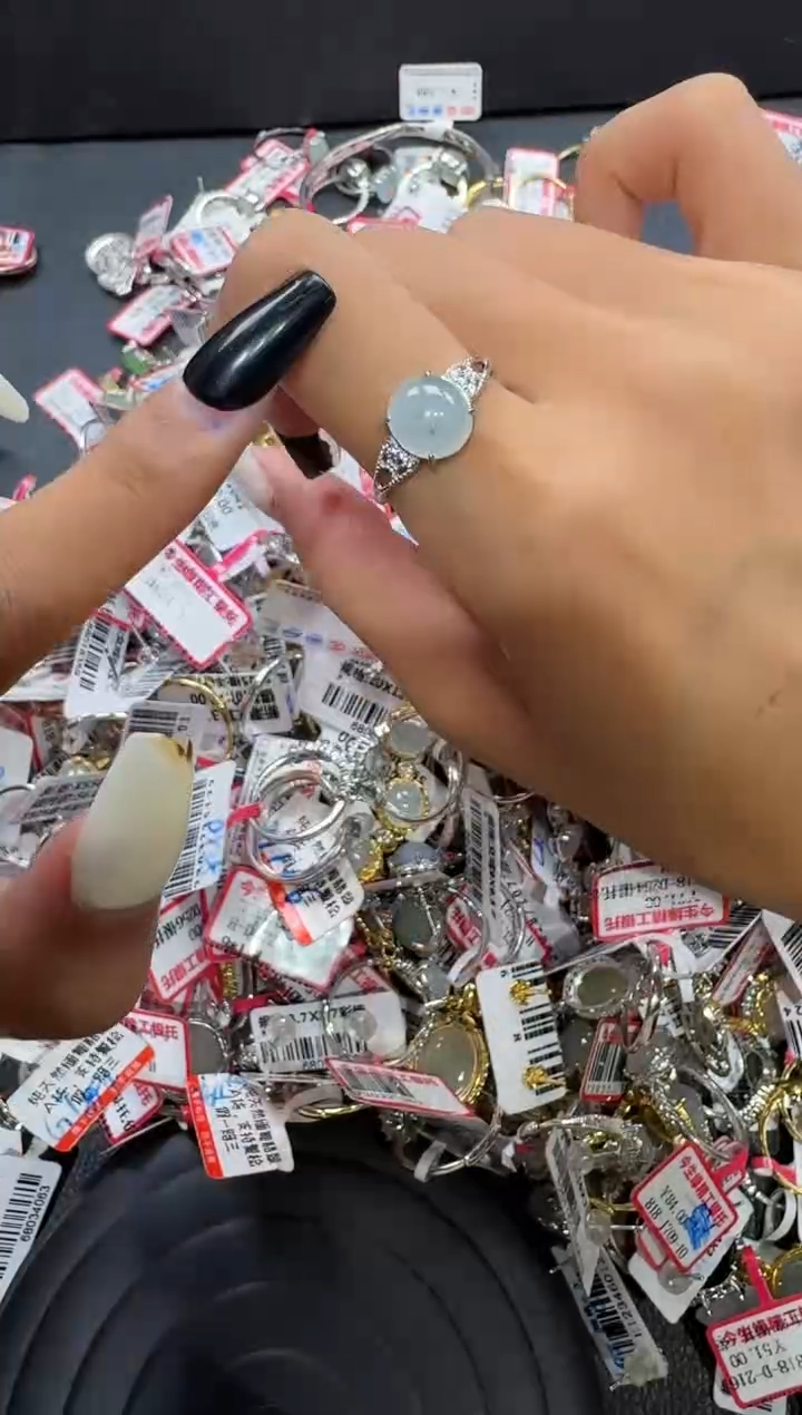 翡翠戒指银S925镶嵌戒指301