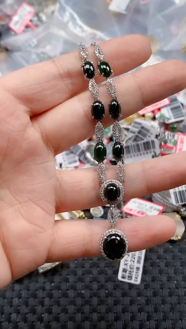 银S925镶嵌戒指翡翠天然A货缅甸翡翠