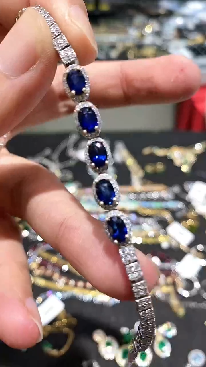 【闪购商品】蓝宝石手链银S925镶嵌手链