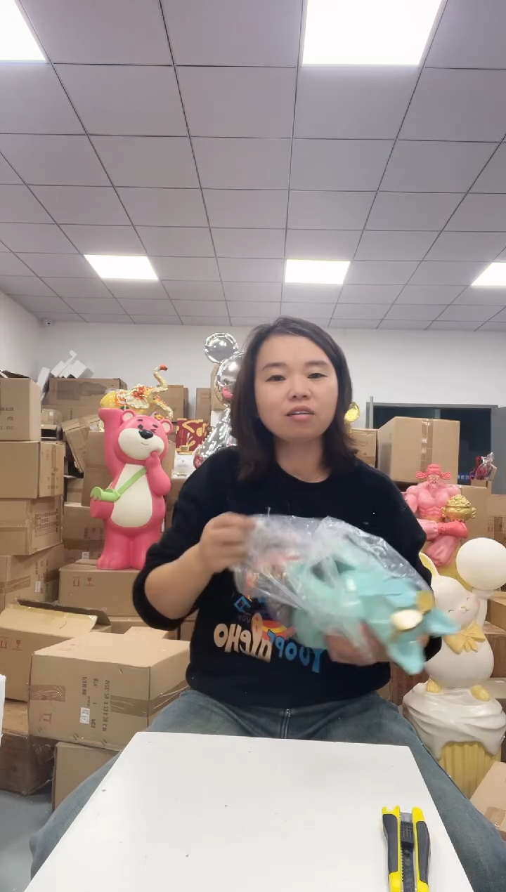 树脂蓝色折纸狗摆件