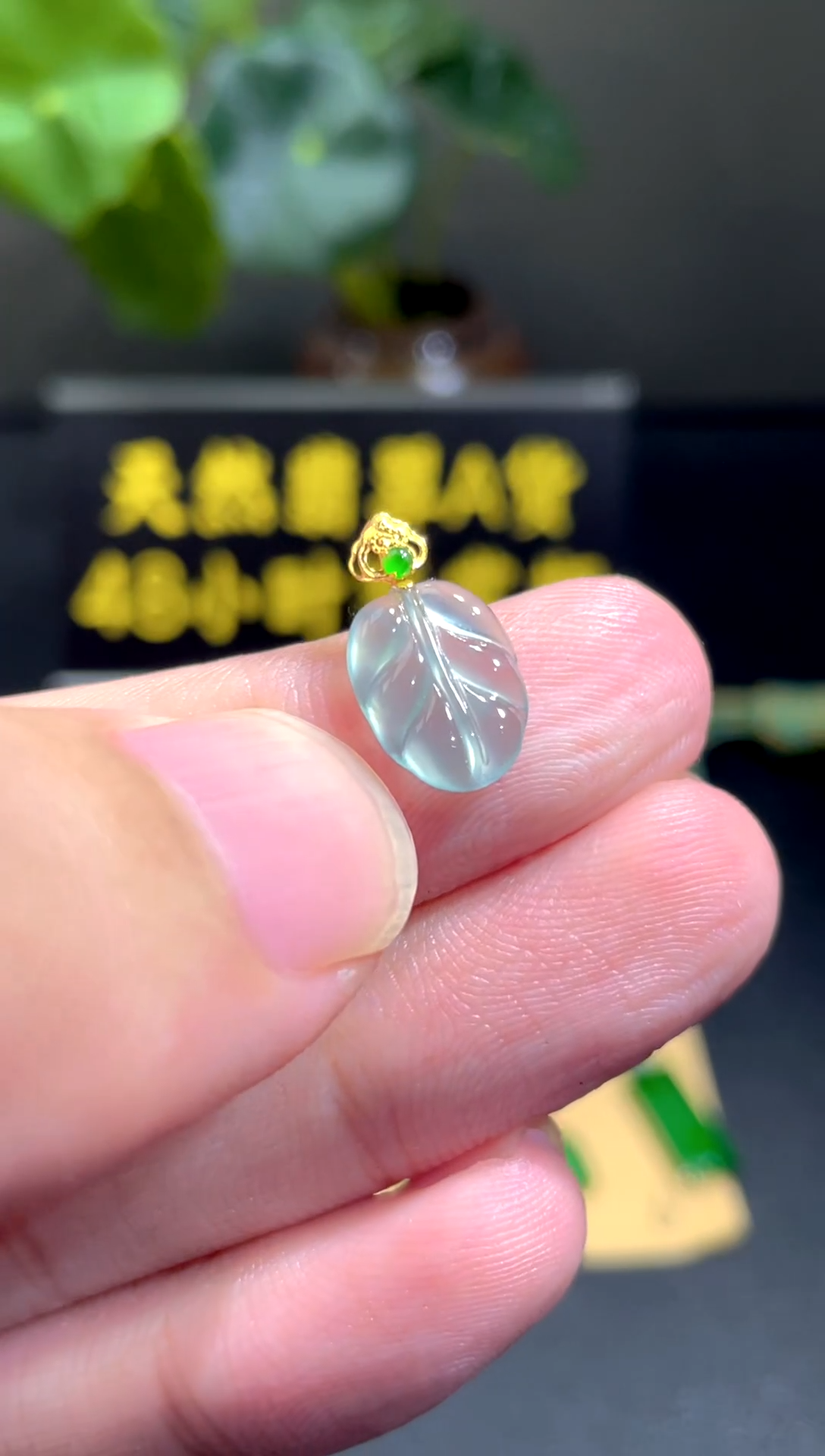 颈饰18K金镶嵌翡翠翡翠A货