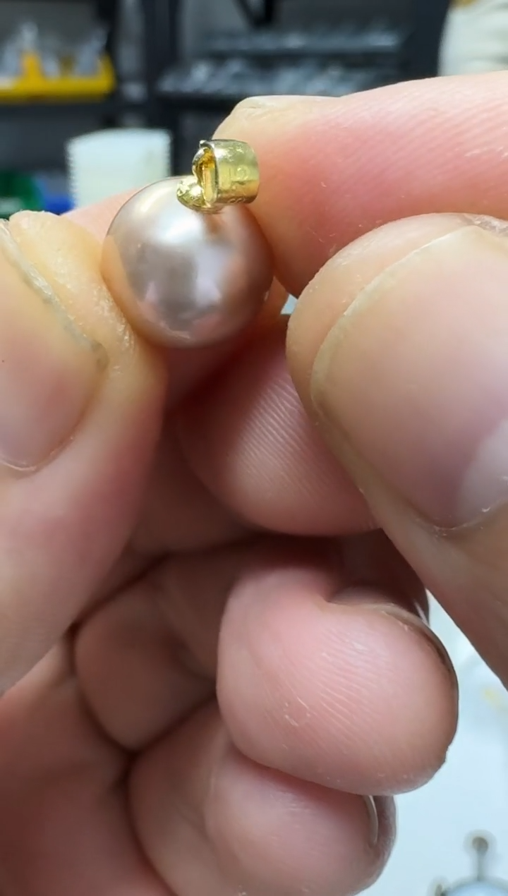 淡水珍珠银S925镶嵌吊坠(赠链)11mm 紫瓜子扣