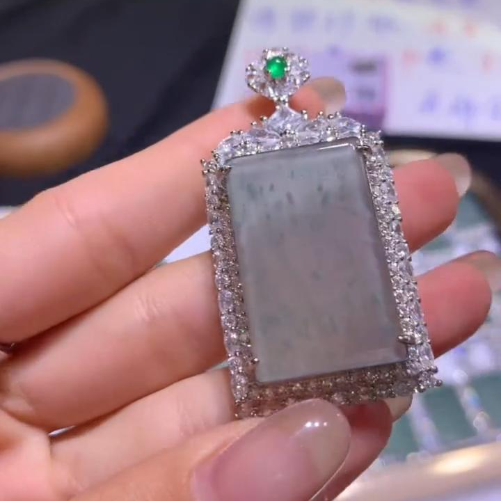 【逍遥】天然A货翡翠无事牌吊坠*6968/18/多样性发/1件