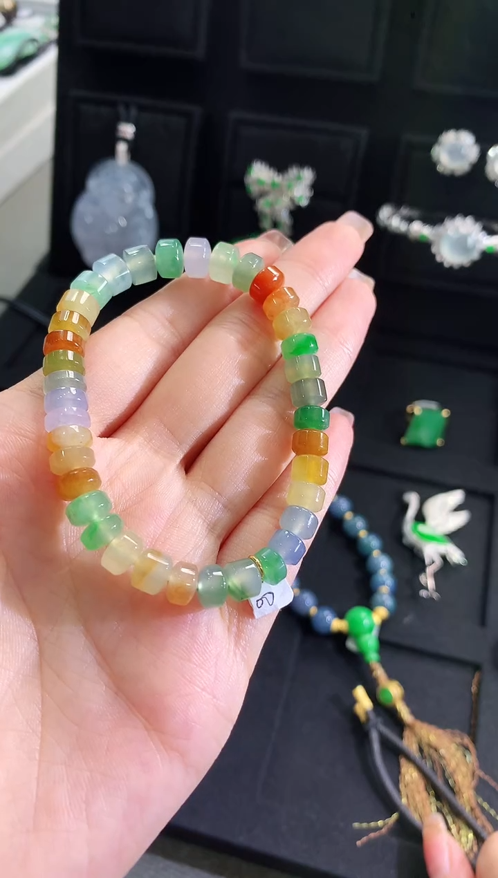 【闪购商品】翡翠手链18K金镶嵌手饰