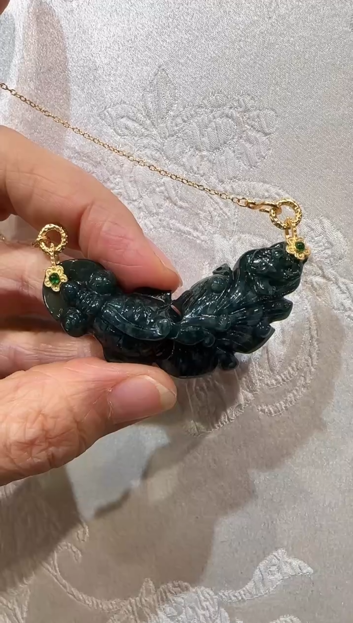 翡翠未镶嵌颈饰国风 