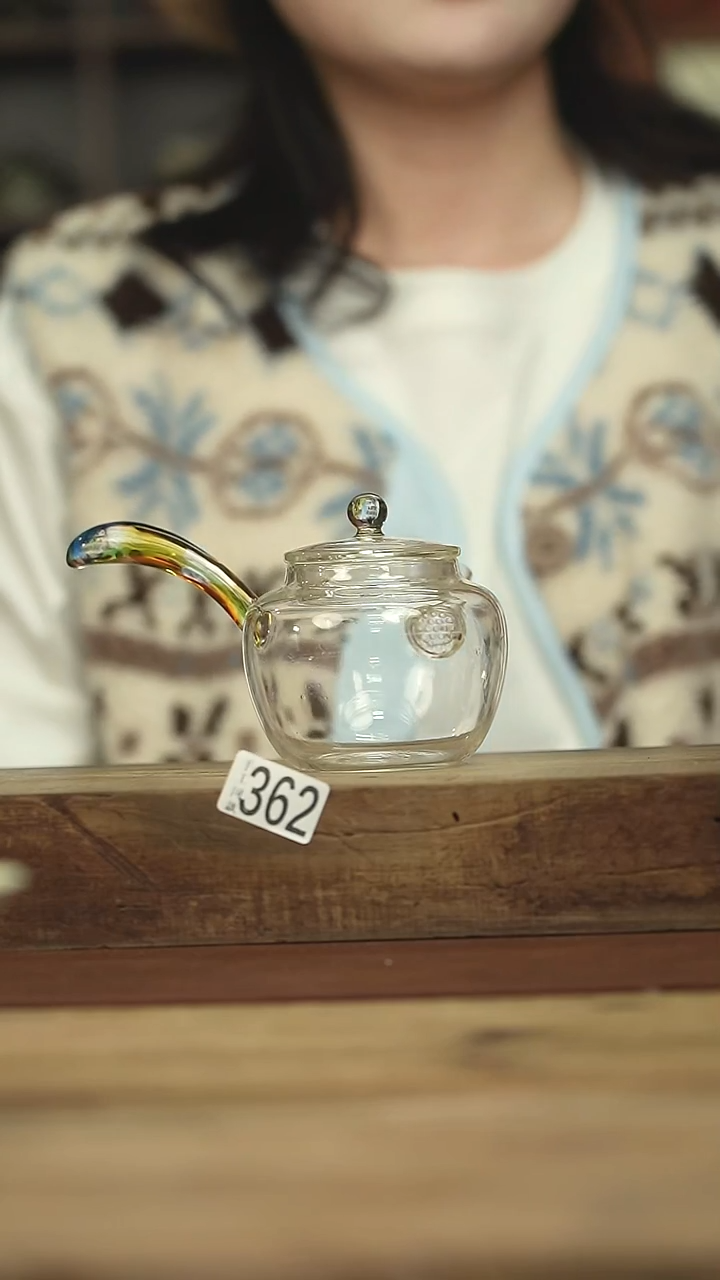 设计师手作款 玻璃侧把壶