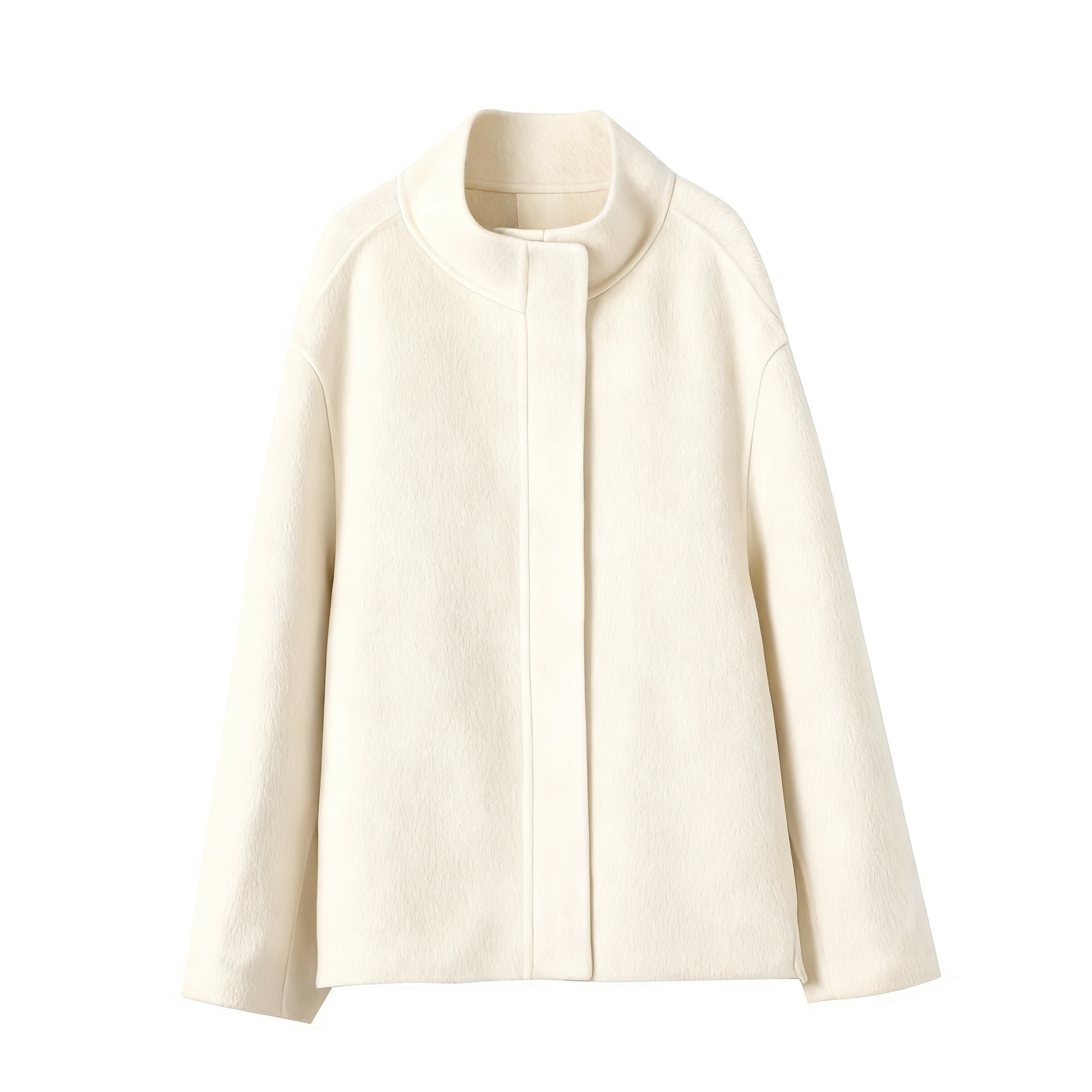 立领韩版宽松拉链双面呢休闲百搭拉链衫夹克外套女空气感