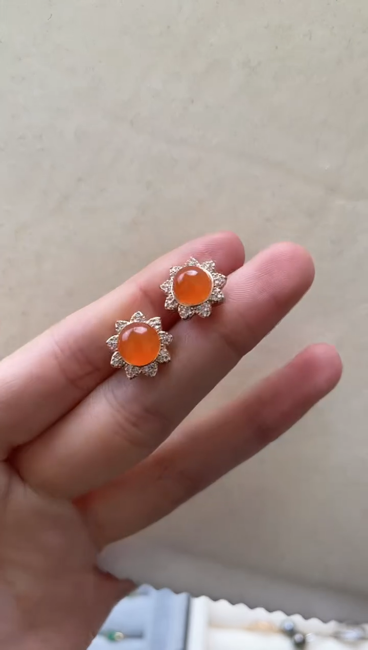 【闪购商品】南红玛瑙耳钉未镶嵌南红耳钉