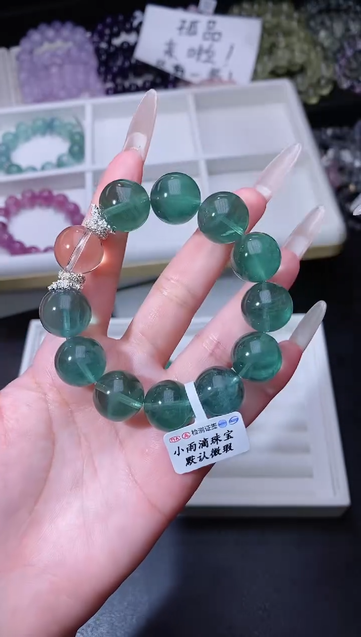 手链合金萤石714.15魔鬼绿萤石手串 多样性发其一