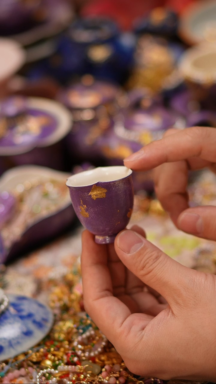 【闪购商品】紫色大漆四叶草杯