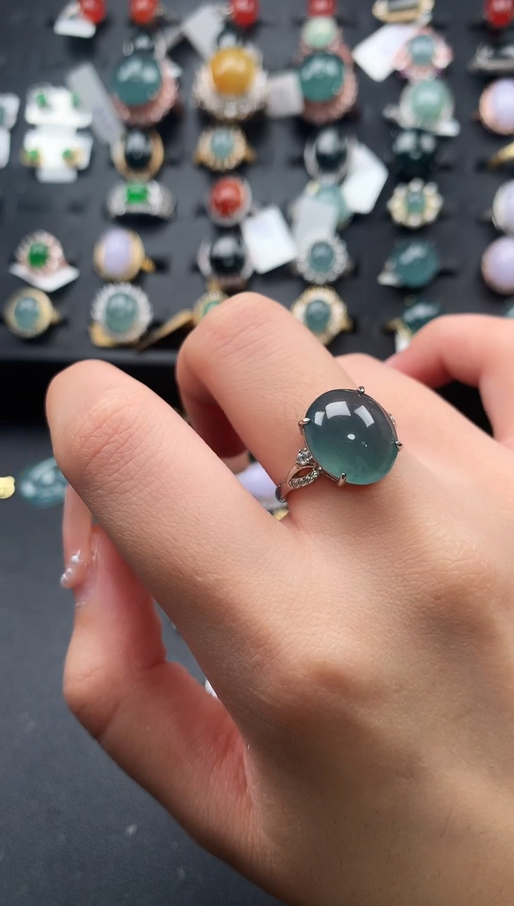 【闪购商品】翡翠戒指银S925镶嵌52141