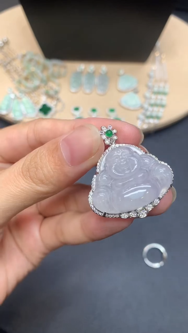 【闪购商品】翡翠吊坠(不含链)银S925镶嵌佛公【多样性发其一】