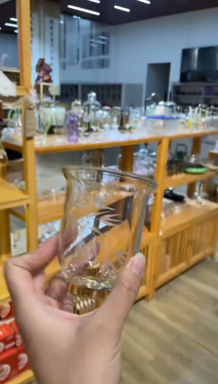 手工艺品玻璃刻花执壶竹子杯子