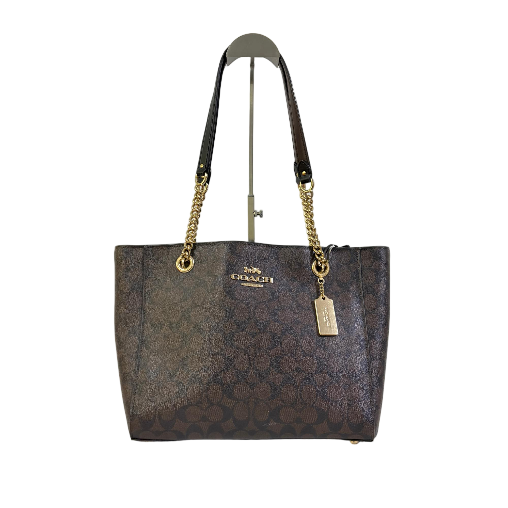 95新 COACH/蔻驰 经典老花PVC单肩手提托特包 2512LQ049