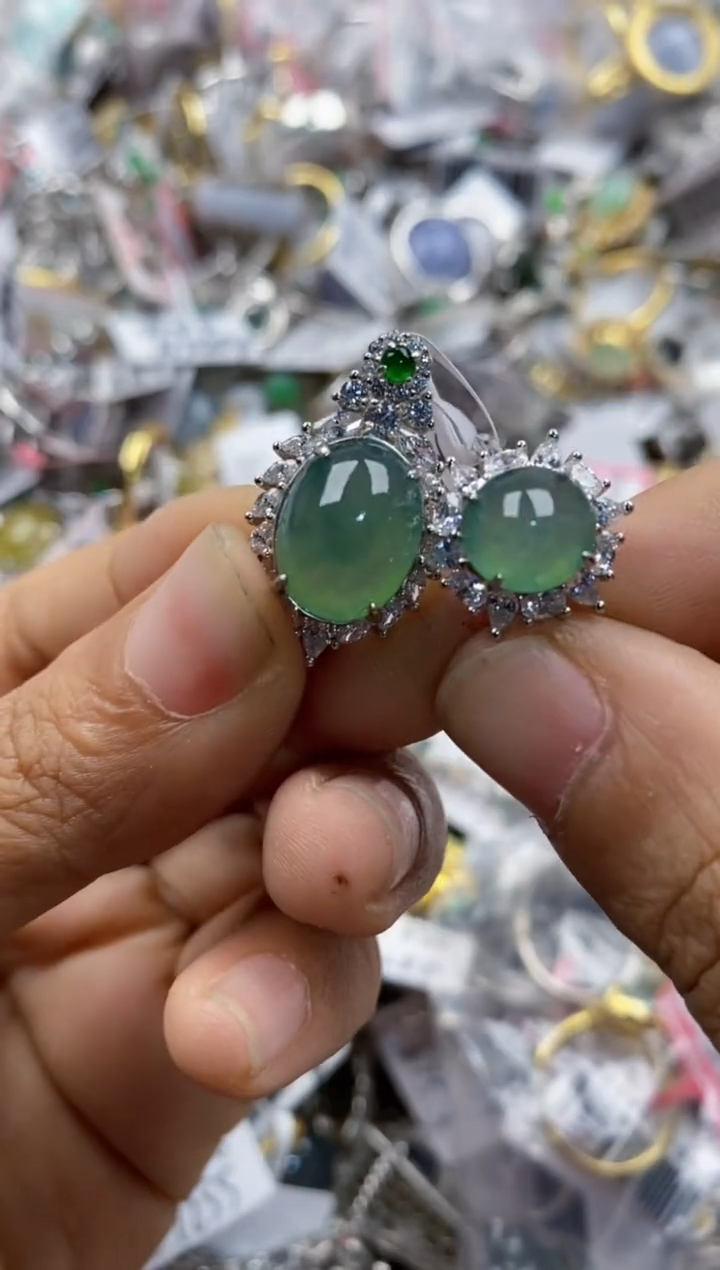 银S925镶嵌戒指翡翠555                   8