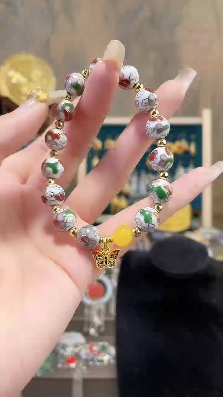 非遗手工景泰蓝手串1.0白色